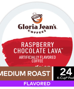 Gloria Jean’s Raspberry Chocolate Lava Flavored K-Cup Pods, Light Roast, 24 Count for Keurig Brewers