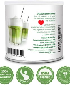 MatchaDNA Certified Organic Matcha Green Tea Powder (16 oz TIN CAN)
