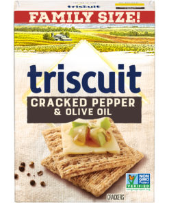 Triscuit Cracked Pepper & Olive Oil Whole Grain Wheat Crackers, Family Size, 12.5 oz