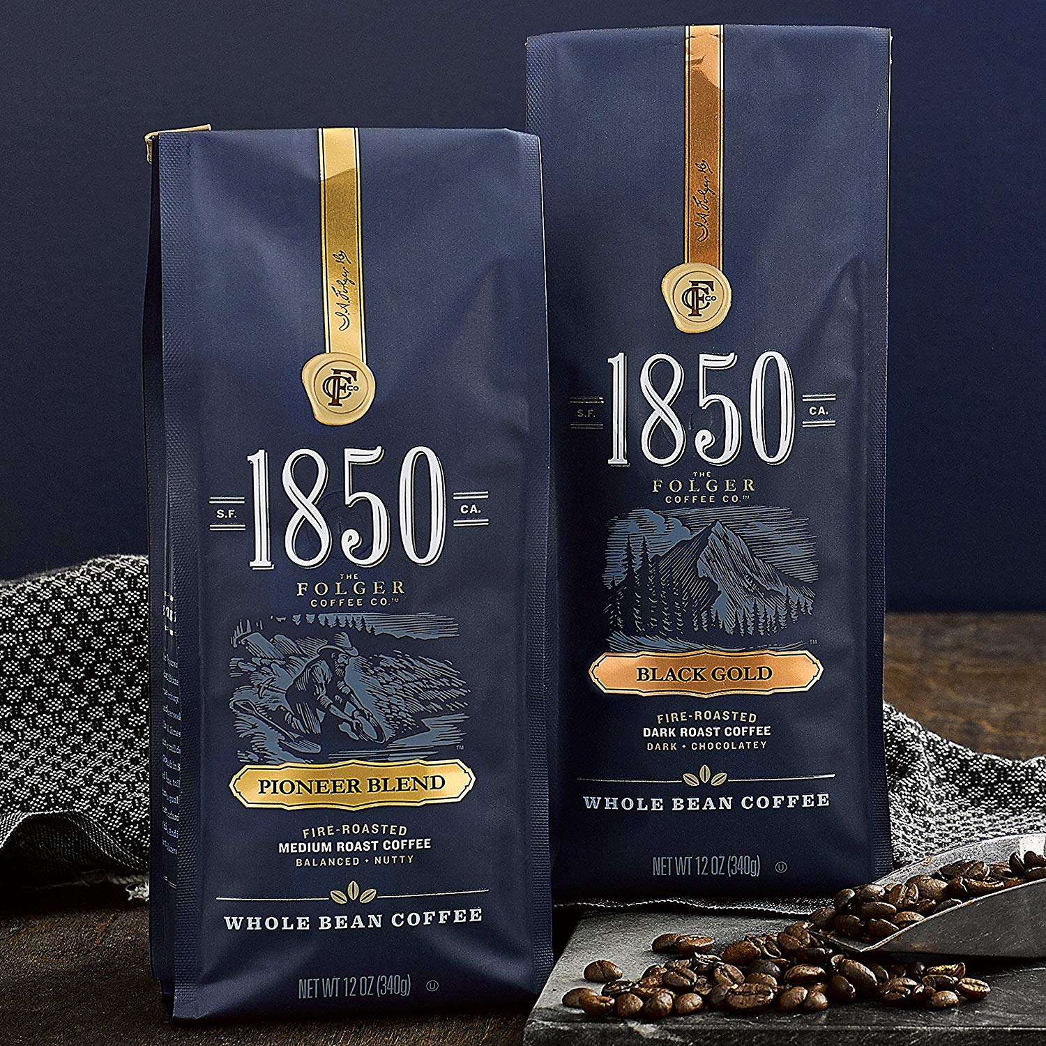 1850 Pioneer Blend, Medium Roast Coffee, Whole Bean, 12-Ounce - Trusted