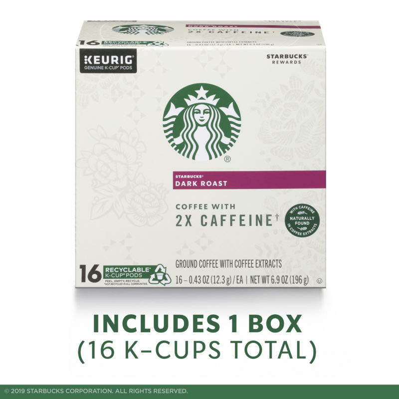 Starbucks Dark Roast K-Cup Coffee Pods with 2X Caffeine ...