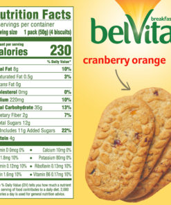 belVita Cranberry Orange Breakfast Biscuits, 5 Packs (4 Biscuits Per Pack)