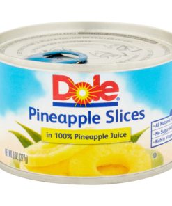 Dole Pineapple Slices in 100% Pineapple Juice, All Natural Canned Pineapple, 8 Oz