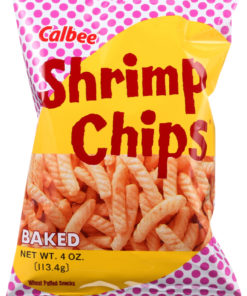Calbee Baked Shrimp Chips Original Wheat Puffed Snacks, 4 oz, 12 pack