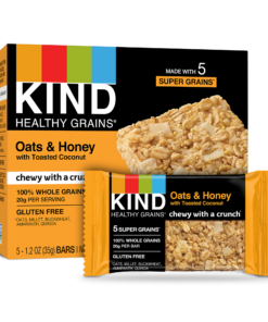 KIND Healthy Grains Granola Bar, Oats & Honey with Toasted Coconut, 5 Bars, Gluten Free, Healthy Grains Bars