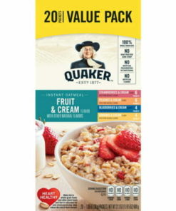 Quaker Instant Oatmeal, Fruit & Cream Variety Pack, Value Pack, 20 Packets