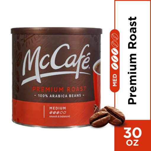 McCafe Premium Roast Medium Ground Coffee, Caffeinated, 30 oz Can