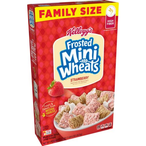 Kellogg’s Frosted Mini-Wheats Breakfast Cereal, Strawberry, Family Pack, 22 Oz