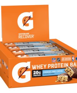 Gatorade Whey Protein Recover Bars, Cookies and Cream, 20g Protein, 12 Ct