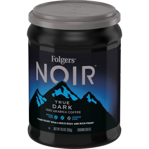 Folgers Noir Rich True Dark, Dark Roast Ground Coffee, 10.3 oz,