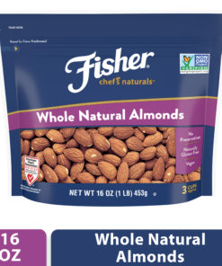 FISHER Chef’s Naturals Whole Almonds, 16 oz, Naturally Gluten Free, No Preservatives, Non-GMO
