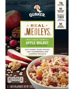 Quaker Real Medleys, Multigrain Instant Oatmeal, Apple Walnut, 5 Packets