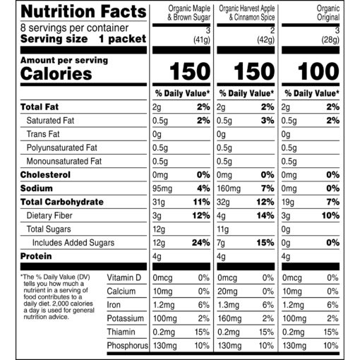 Quaker Instant Oatmeal, Organic, Variety Pack, 8 Packets (3 Maple & Brown Sugar, 2 Apple & Cinnamon Spice, 3 Original)