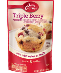 (3 Pack) Betty Crocker Triple Berry Muffin Mix, 6.5 oz Box