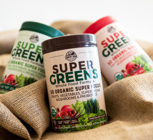 Country farms super greens drink mix, chocolate, 10.6 oz., 20 servings (packaging may vary)