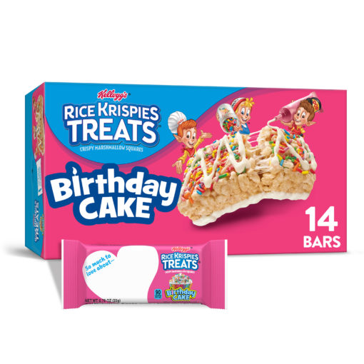Kellogg’s Rice Krispies Treats Crispy Marshmallow Squares Birthday Cake 10.9 Oz 14 Ct