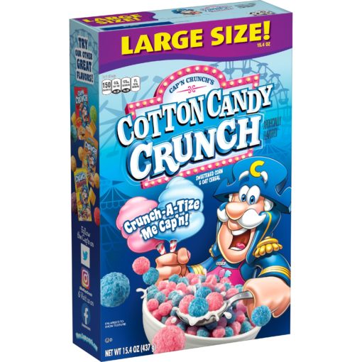 Cap’n Crunch Breakfast Cereal, Cotton Candy Crunch, 15.4 oz Box