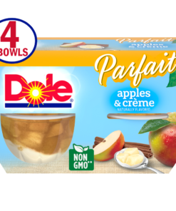 Dole Fruit Bowls Apples & Creme Parfait, 4.3 Oz Fruit Parfait, 4 Cups