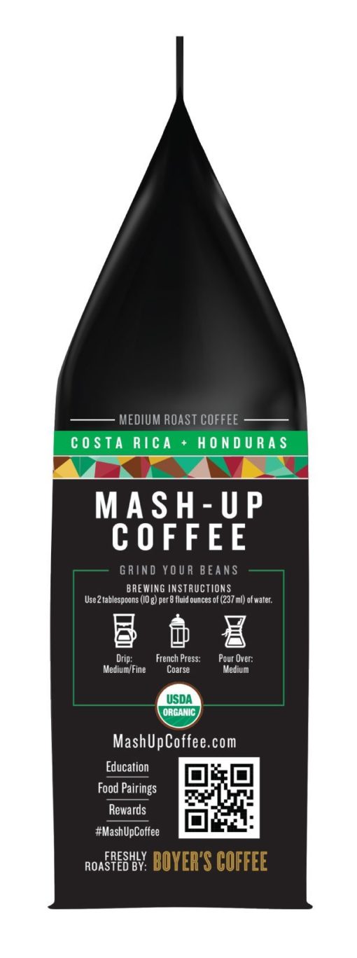 Boyer’s Mash-Up Costa Rica + Honduras Blend Whole Bean Coffee, Medium Roast, 11 oz