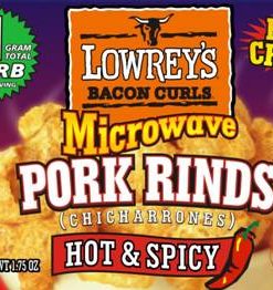 Lowrey’s Microwave Pork Rinds, Hot and Spicy, 1.75 oz, 18 Count