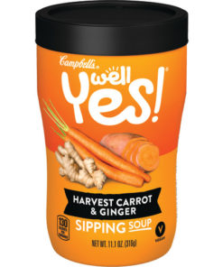 (4 pack) Campbell’s Soup, Well Yes!, Harvest Carrot and Ginger, Sipping Soup, 11.1 Ounce Microwavable Container