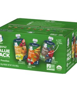 (Pack of 9) Gerber Organic 2nd Food Baby Food Value Pack, Pear Peach Strawberry, Carrot Apple Mango & Apple Blueberry Spinach, 3.5 oz Pouches