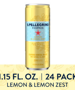 S.Pellegrino Essenza Lemon & Lemon Zest Flavored Mineral Water, 11.15 fl oz. Cans (24 Count)