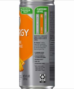 V8 +Energy, Healthy Energy Drink, Natural Energy from Tea, Orange Pineapple, 8 Ounce Can (Pack of 24) 8 Fl Oz (Pack of 24)