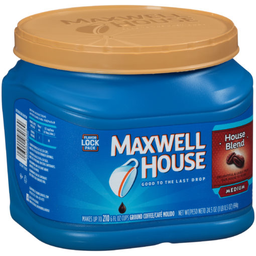 Maxwell House Medium Roast House Blend Ground Coffee, Caffeinated, 24.5 oz Can