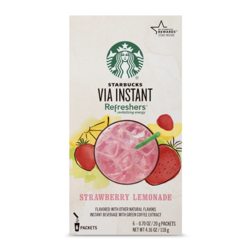 Starbucks VIA Instant Coffee Flavored Packets — Strawberry Lemonade — 1 box (6 packets)
