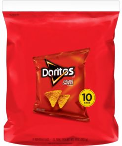 Doritos Nacho Cheese Flavored Tortilla Chips, 1 oz Bags, 10 Count