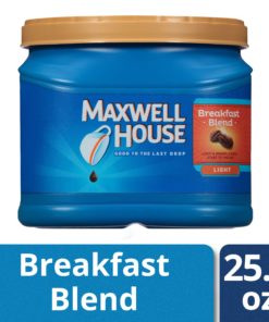 Maxwell House Light Roast Breakfast Blend Ground Coffee, 25.6 oz Canister