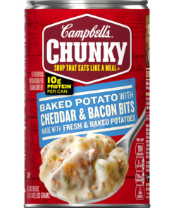 (4 pack) Campbell’s Chunky Soup, Baked Potato with Cheddar & Bacon Bits Soup, 18.8 Ounce Can