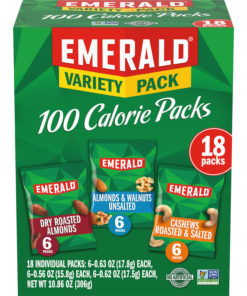 Emerald Nuts Variety Pack, 100 Calorie Almonds, Walnuts, Cashews, 18 Ct