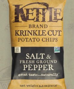 Kettle Brand Salt & Fresh Ground Pepper Krinkle Cut Potato Chips, 8.5 oz, (Pack of 12)