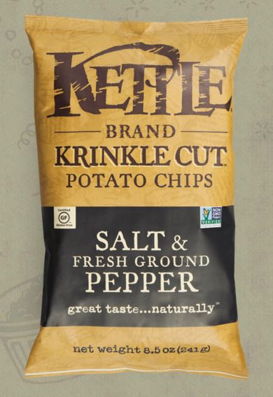 Kettle Brand Salt & Fresh Ground Pepper Krinkle Cut Potato Chips, 8.5 oz, (Pack of 12)
