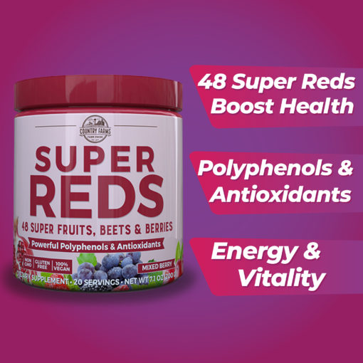 Country farms super reds drink mix, berry, 7.1 oz., 20 servings
