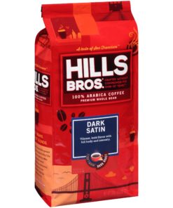 Hills Bros. Dark Satin 100% Arabica Premium Whole Bean Coffee, Dark Roast, 32 Ounce Bag