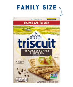 Triscuit Cracked Pepper & Olive Oil Whole Grain Wheat Crackers, Family Size, 12.5 oz