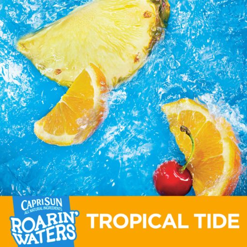 (4 Pack) Capri Sun Roarin’ Waters Tropical Tide Fruit Flavored Water, 10 ct – Pouches, 60.0 fl oz Box