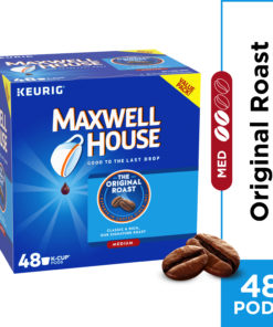 Maxwell House Original Roast Ground Coffee K Cups, Caffeinated, 48 ct – 16.6 oz Box