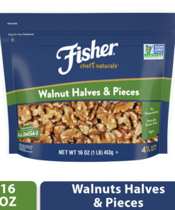 FISHER Chef’s Naturals Walnut Halves & Pieces, 16 oz, Naturally Gluten Free, No Preservatives, Non-GMO
