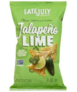 Late July Snacks Jalapeno Lime Clasico Tortilla Chips, 5.5 oz, (Pack of 12)