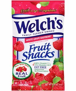 Welch’s Fruit Snacks, White Grape and Raspberry Flavored, 2.25 Ounce Pouches, (Pack of 20)