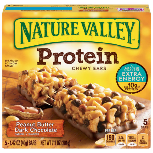 Nature Valley 10g Protein Chewy Granola Bars, Peanut Butter Dark Chocolate, 5 Ct, 7.1 Oz