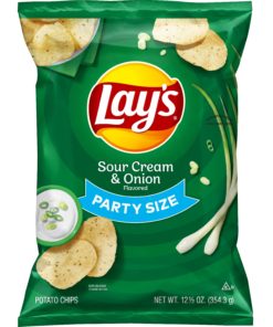 Lay’s Sour Cream & Onion Flavored Potato Chips, Party Size, 12.5 oz Bag