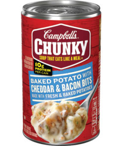 (4 pack) Campbell’s Chunky Soup, Baked Potato with Cheddar & Bacon Bits Soup, 18.8 Ounce Can