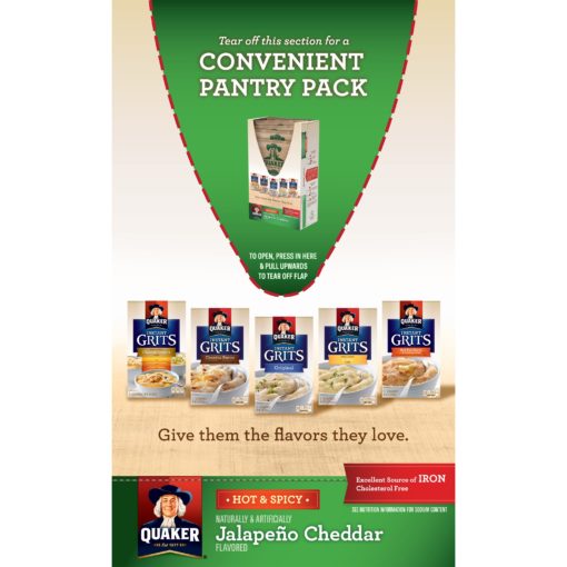 Quaker Instant Grits, Jalapeno Cheddar, 12 Packets