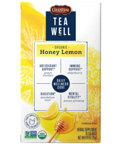 TeaWell Organic Honey Lemon Wellness Tea Bags, 16 Count Box