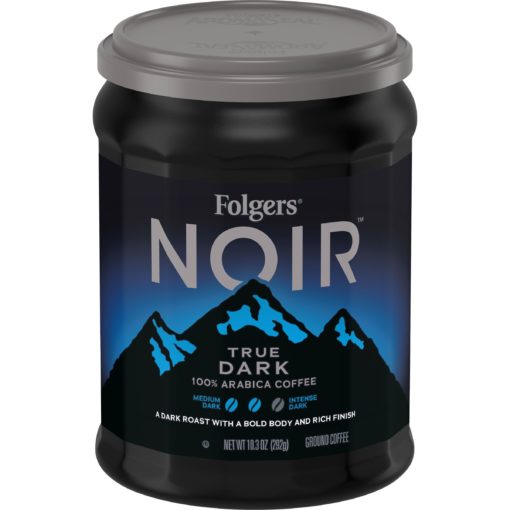 Folgers Noir Rich True Dark, Dark Roast Ground Coffee, 10.3 oz,